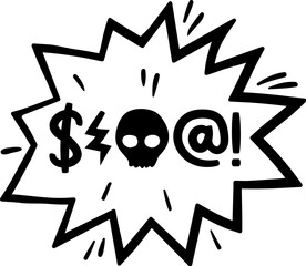 Poster - Hate angry talk, comic swear speech bubble. Aggressive expletive curse. Isolated vector bold, jagged explosion erupts with profanity, amplifying raw emotion, dialogue cloud with evil humor or scream