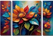 A Colorful Triptych of Floral Abstraction