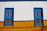 Fototapeta Boho - Beautiful facade of the houses at the historical downtown of the heritage town of Salamina located at the Caldas department in Colombia.