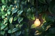 Eco-Friendly Lightbulb Illuminating Fresh Green Leaves, Sustainable Energy Concept, 3D Illustration