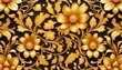 Intricate Gold Flowers Wallpaper in Artistic Style