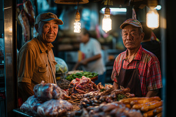 Canvas Print - meat, food, beef, raw, pork, steak, dinner, meal, fresh, plate, roast, red, white, salad, barbecue, chop, isolated, vegetable, sausage, lamb, grilled, gourmet, fat, pepper, slice