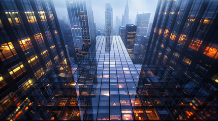 Towering Skyscrapers Reaching for the Sky, A Vision of Urban Aspiration and the Monumental Scale of City Architecture