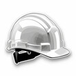 Graphic sticker illustration of a white hard hat, a symbol for safety and construction work.