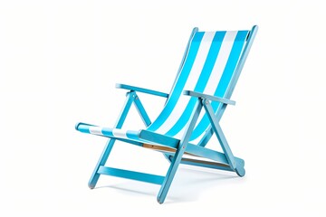 A blue beach chair isolated on a white background