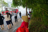 Fototapeta Miasto - People watching the training of emergency fire drill in Hanoi