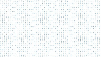 Loop blue computer binary numbers isolated on white background. Concept digital technology animation.