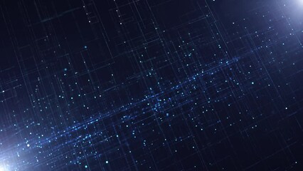 Wall Mural - digital technology lines and dots loop flying animation background.
