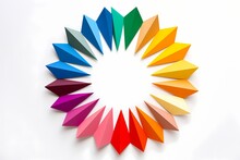 A Collection Of Assorted Colorful Paper Airplanes Arranged In A Circular Pattern Isolated On White Solid Background