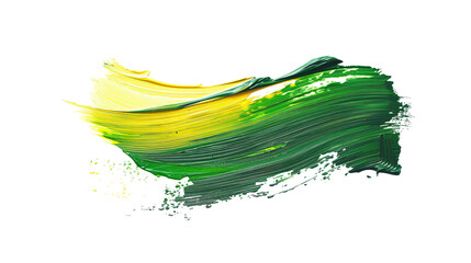 Wall Mural - Hand painted stroke of green and yellow paint brush isolated on white background PNG