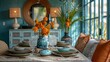 Elegant Dining Table Setting in Stylish Interior