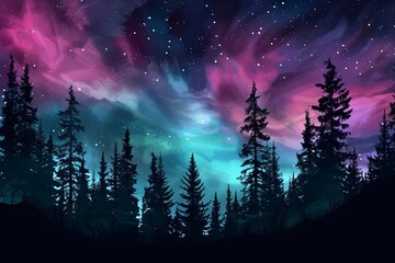 Wall Mural - オーロラの見える景色