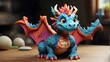 A cute and vibrant clay model of a cartoon dragon