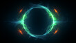 © alexkich - Green neon frames with smoke and sparkles. Circle glowing borders