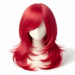 Red wig on a white background 
