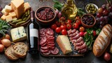 Fototapeta  - still life with food and wine