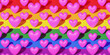 Gay pride concept. LGBT heart rainbow flag pattern. 3d render.