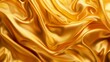 Flowing golden luxury fabric, liquid-like wave, rich silk texture for an opulent background