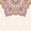 Invitation graphic card with mandala. Vintage decorative elements. Applicable for covers, posters, flyers, cards. Arabic, islam, indian, turkish, chinese, ottoman motifs. Color vector illustration.