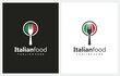 Flags Color Italy with Food Fork logo design vector icon symbol illustration