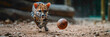 a Margay playing with football beautiful animal photography like living creature