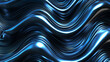 Bold and dynamic wavy metallic 3D background, featuring an electric blue wave pattern set against a matte black void