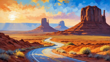 Sunset Drive Through Utah And Arizona's Southwest Landscape