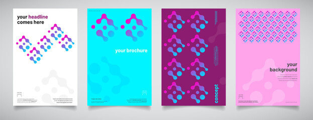 Wall Mural - four abstract backgrounds with shapes, shadows and place for your text