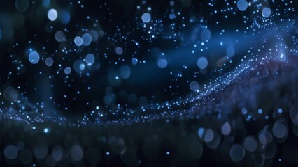 Poster - Blue Winter Water Drops Glowing Background with Bokeh Lights