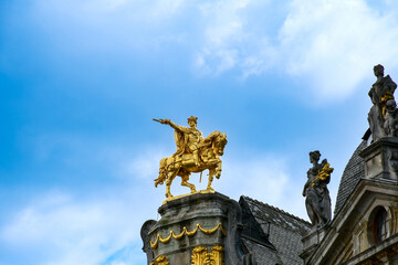 Famous landmark of Charles de Lorraine statue at Grand Place Brussels