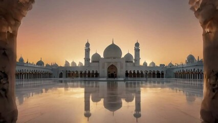 Wall Mural - a grand mosque with twilight background