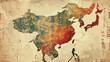 Bhutan map on vintage grunge paper Background. flat vector