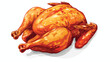 Cartoon isolated whole roasted or baked chicken 