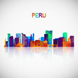 Peru skyline silhouette in colorful geometric style. Symbol for your design. Vector illustration.
