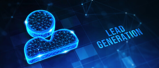 Wall Mural - Lead Generation. Finding and identifying customers for your business products or services. Finance concept. 3d illustration