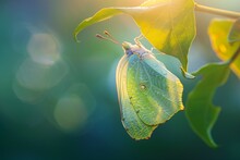 Camouflaged Leaf Butterfly Basking In The Gentle Glow Of Morning Light
