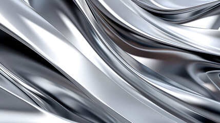 Wall Mural - Digital silver metal curve abstract graphic poster web page PPT background