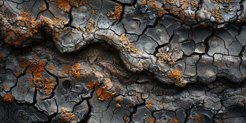 Poster - Close-up textured bark design, in earthy brown and green hues