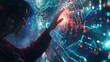 © kaleem - Woman hand touching The metaverse universe,Digital transformation conceptual  ,Businesswoman on blurred background using digital holographic interface 3D rendering
