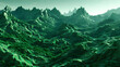 Digital green mosaic pixel mountains abstract graphic poster web page PPT background