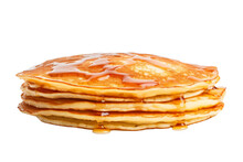 Stack Of Pancakes With Syrup. On A White Or Clear Surface PNG Transparent Background.
