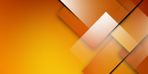 Wall Mural - Orange square overlap geometric background with lines and dots layer on bright background