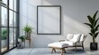 Elegant Black Poster Frame Accessorizing a Cozy White Interior