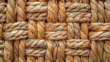 Fototapeta Zachód słońca - Woven straw texture. Natural material background. Rattan straw pattern. Close up of straw basket.