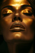 Glamour portrait of beautiful woman wearing golden make-up
