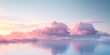 A pastel pink and blue sky  clouds background, colorful clouds, banner, cloud over calm water sea
