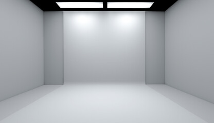 3D Rendering template mockup, white studio room with empty space white paper backdrop