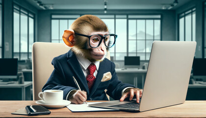 Wall Mural - a monkey dressed as a business professional