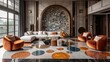 Modern Luxury Living Room with Terrazzo Flooring and Mosaic Art