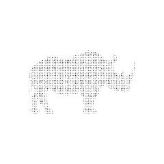 Wall Mural - The rhino symbol filled with black dots. Pointillism style. Vector illustration on white background